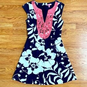 LILLY PULITZER BRIELLA NAVY JOHNNY B FIT&FLARE DRESS